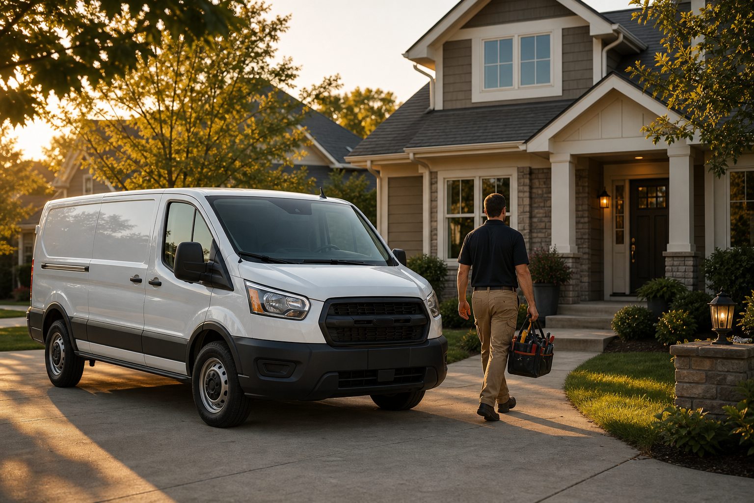 Service technician arriving at a home